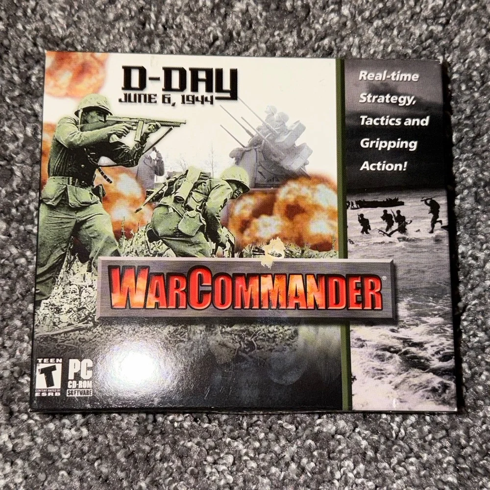 War Commander D-Day June 6,1944 PC CD-Rom Rated T For Teen Video Game 2003 Used.